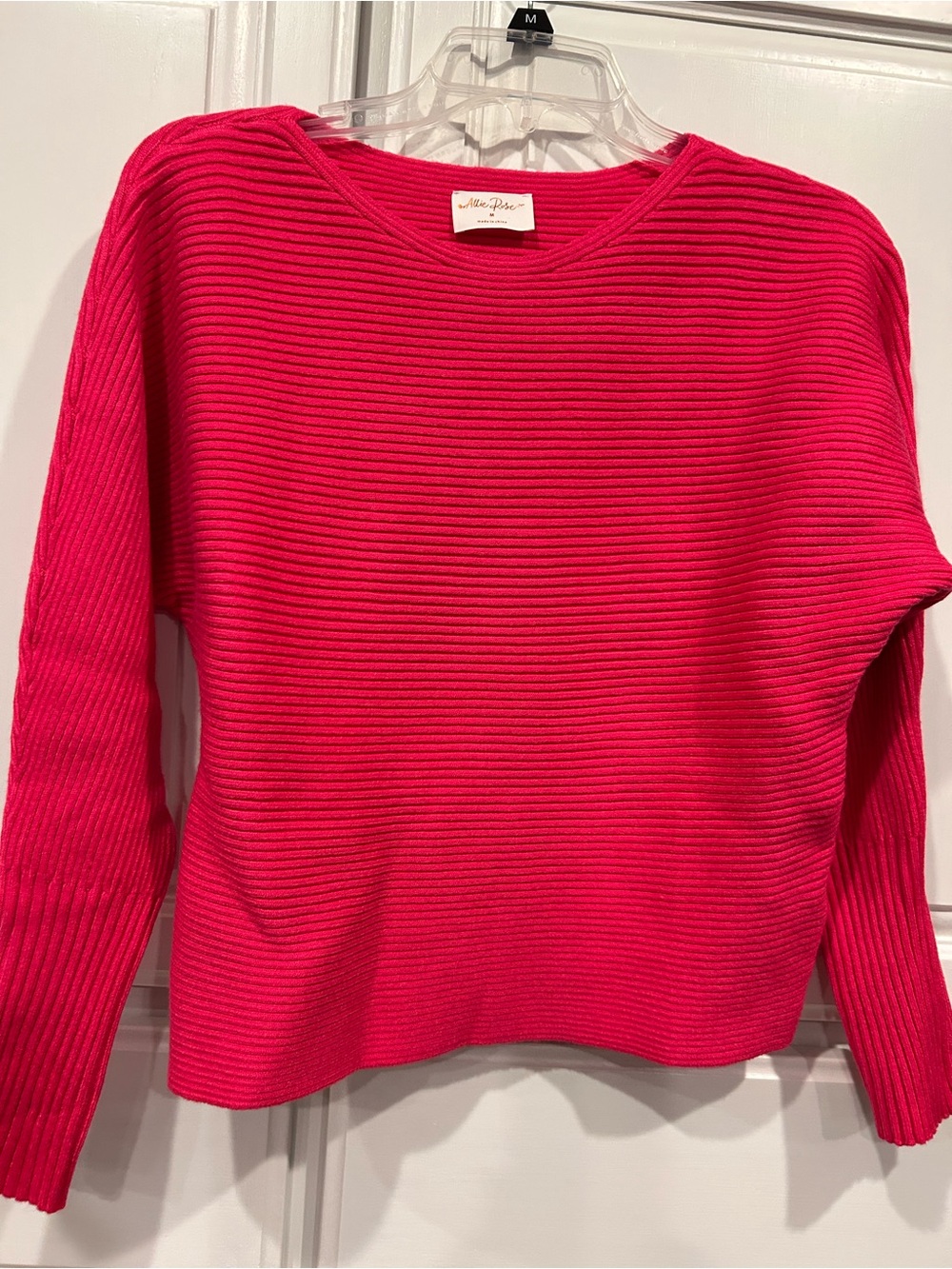 NIC+ZOE Ribbed Crewneck Sweater in Bright Fuchsia